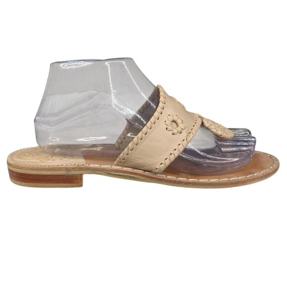 Jack Rogers Women’s Tan Leather Slip On Thong Sandals Size US 9 - Picture 1 of 11